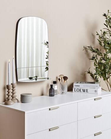 Metal Wall Mirror with Shelf 40 x 60 cm Silver BRANNAY