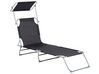 Steel Reclining Sun Lounger with Canopy Black FOLIGNO_810030