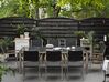 Table de jardin acier inox plateau granit triple gris poli 220 cm 8 chaises en rotin GROSSETO_452153