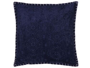 Cuscino cotone e viscosa motivo in rilievo blu scuro 45 x 45 cm MELUR