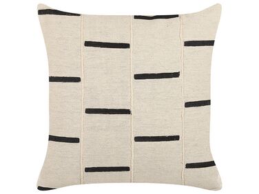 Cotton Cushion Striped 45 x 45 cm Beige and Black ABIES