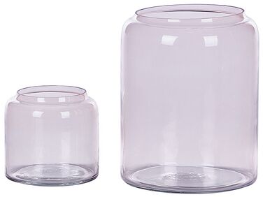 Set of 2 Glass Decorative Vases 20/11 cm Pink RASAM