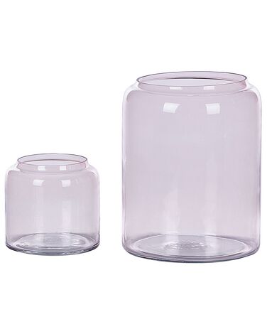 Conjunto de 2 jarrones de vidrio rosa pastel RASAM