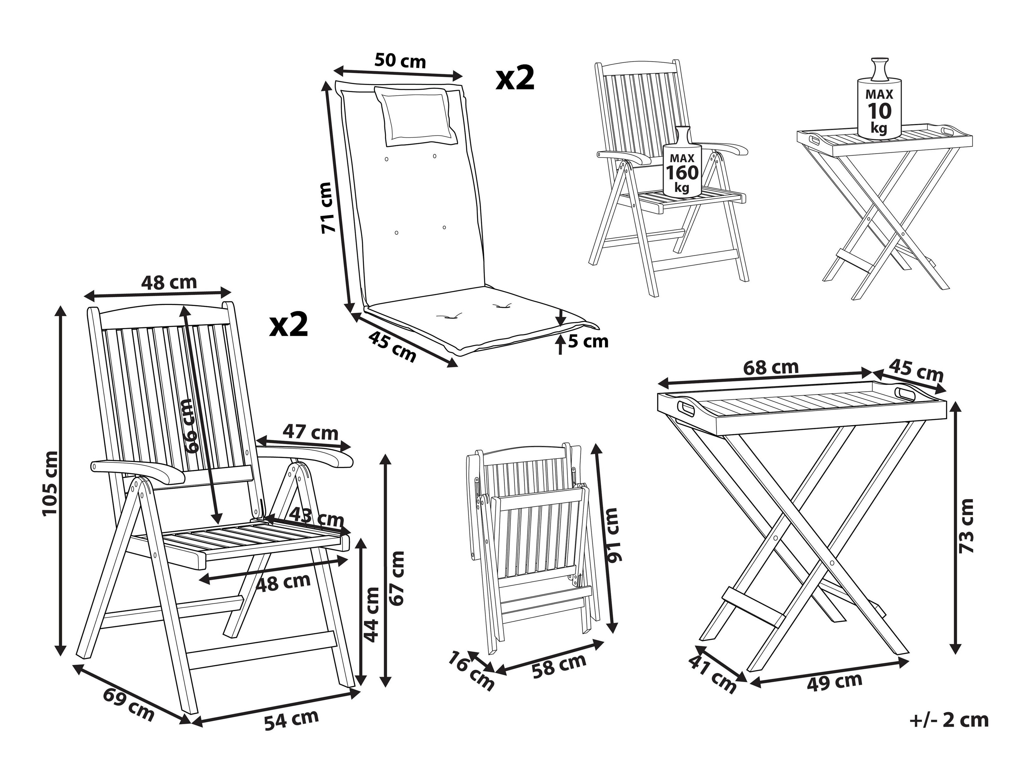 Set De Jardin Bistrot 3 Pièces En Aluminium Moulé - Table + 2 Chaises Pour Terrasse, Balcon, Cour (Blanc Ou Vert) - 2