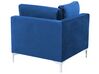 Right Hand 5 Seater Modular Velvet Corner Sofa with Ottoman Blue EVJA_859875
