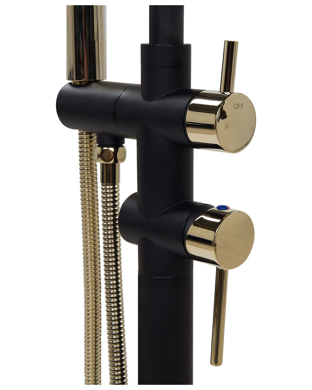 Freestanding Bath Mixer Tap Black with Gold TUGELA Beliani.co.uk