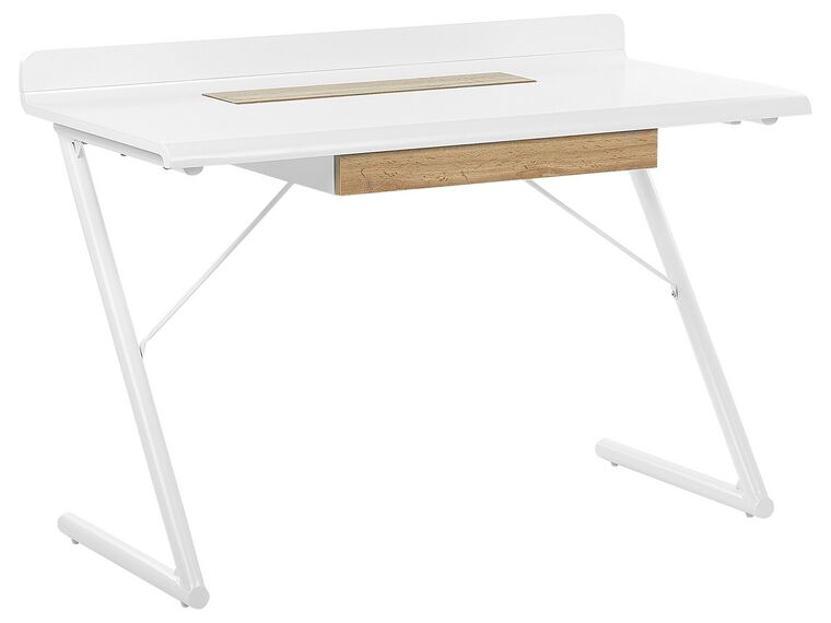 Písací stôl 120 x 60 cm biely so svetlým drevom FOCUS_802310