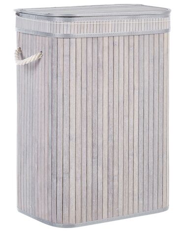Vasketøjskurv grå bambus træ H 60 cm KALUTARA