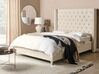 Zamatová posteľ 140 x 200 cm krémová biela LUBBON_882154