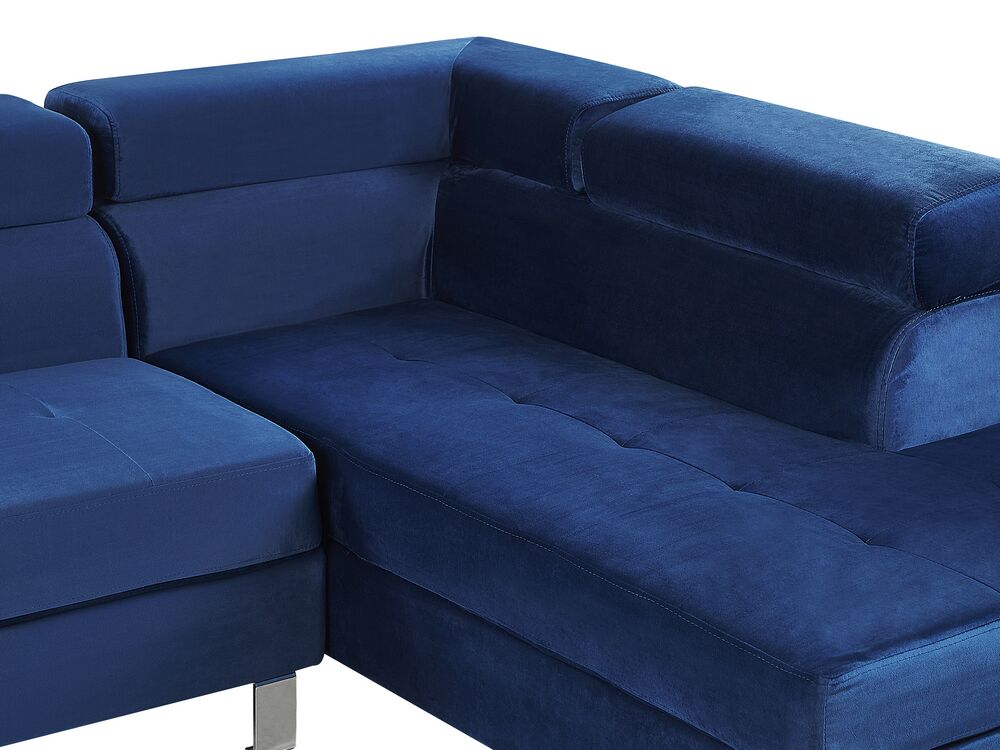 Left Hand Corner Velvet Sofa Navy Blue NORREA Beliani.co.uk