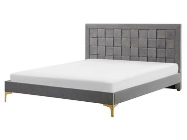 Sametová šedá postel 160x 200 cm LIMOUX
