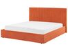 Sametová postel s úložným prostorem 180 x 200 cm oranžová VION_826796