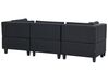 3-Seater Modular Fabric Sofa with Ottoman Black UNSTAD_893492