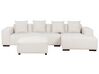 Left Hand Jumbo Cord Corner Sofa with Ottoman Off-White LUNGO_898377