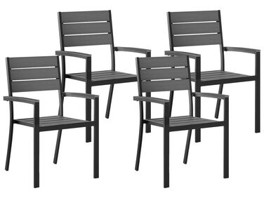 Conjunto de 4 cadeiras de jardim em cinzento escuro PRATO