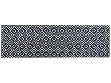 Teppich schwarz / weiß 60 x 200 cm geometrisches Muster Kurzflor KARUNGAL