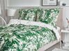 Cotton Sateen Duvet Cover Set Leaf Pattern 135 x 200 cm White and Green GREENWOOD_803082