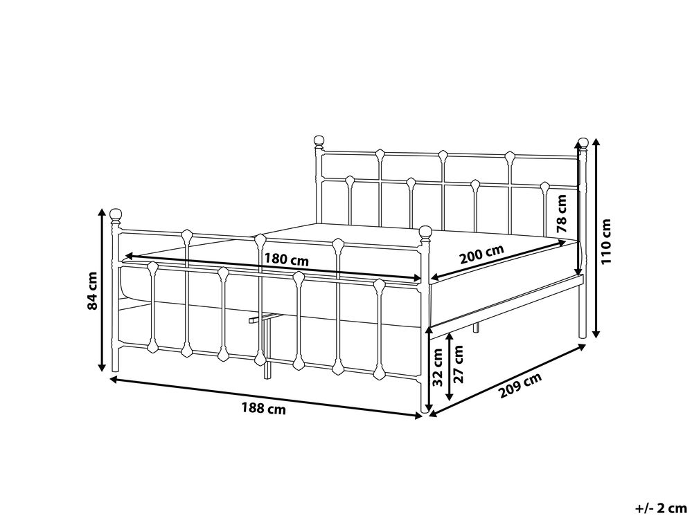 Metal Eu Super King Size Bed Frame Black Lynx Beliani De