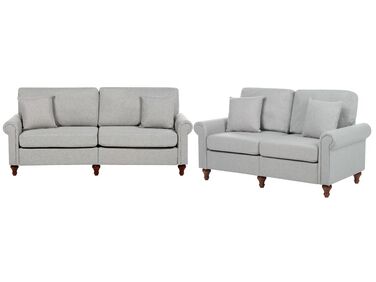Conjunto de sofás 5 lugares em tecido cinzento claro GINNERUP