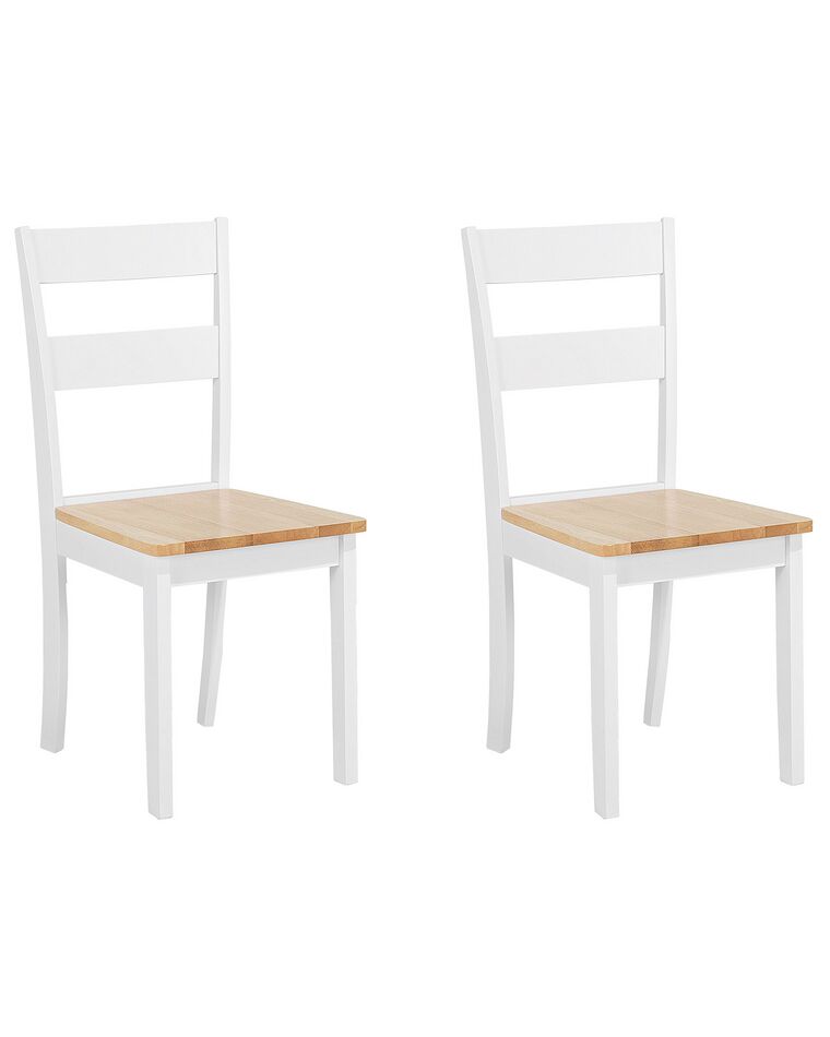 Conjunto de 2 cadeiras de jantar em madeira castanha clara e branca GEORGIA_696586
