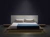 EU King Size Bed with LED and Bedside Tables Dark Wood ZEN_796162