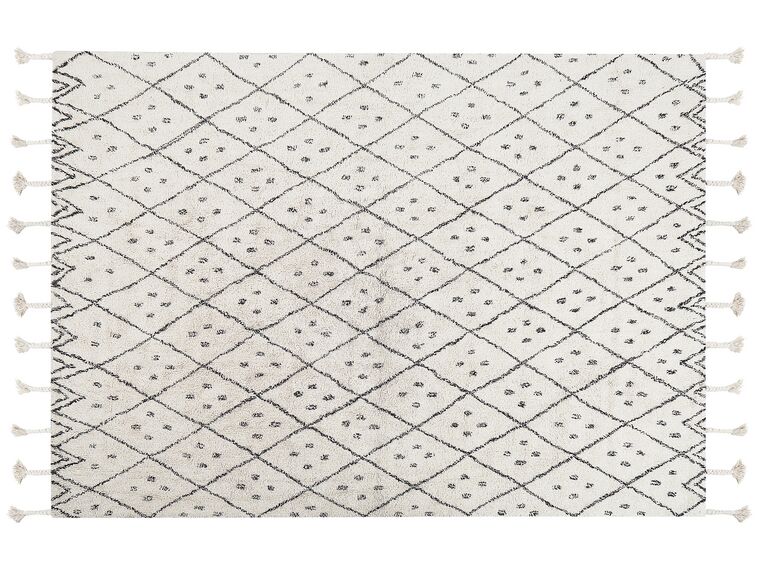 Teppich Baumwolle weiß / schwarz 160 x 230 cm cm Kurzflor AGADIR_831345