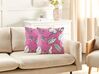 Set of 2 Velvet Cushions Leaf Pattern 45 x45 cm Pink MALVA_915745