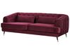 3 Seater Velvet Fabric Sofa Burgundy SLETTA_784962