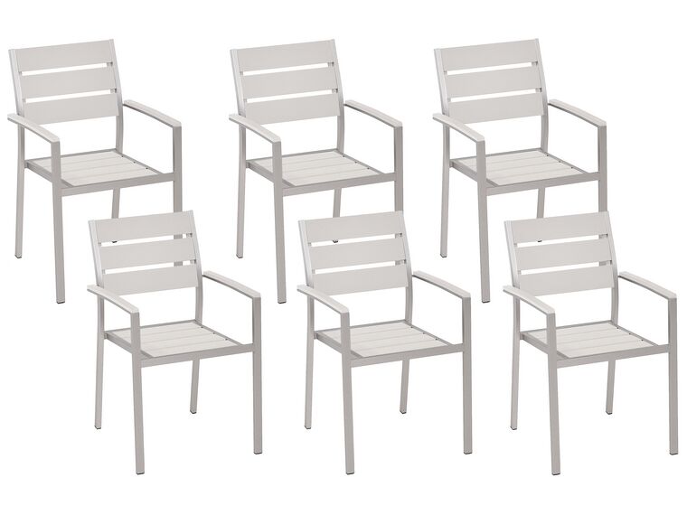 Set of 6 Garden Dining Chairs White VERNIO_772089