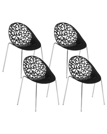 	Conjunto de 4 sillas de comedor negro/plateado MUMFORD
