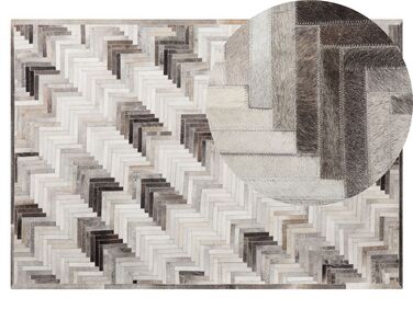 Teppich Kuhfell grau-beige 140 x 200 cm Patchwork Kurzflor ARSUZ