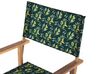 Set of 2 Acacia Folding Chairs and 2 Replacement Fabrics Light Wood with Grey / Olives Pattern CINE_819404