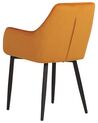 Spisebordsstol med armlæn orange velour sæt af 2 WELLSTON_901856