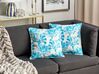 Set of 2 Cotton Cushions Coral Motif 45 x 45 cm White and Blue ROCKWEED_893025