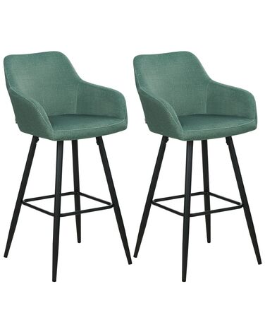 Conjunto de 2 sillas de bar de terciopelo verde CASMALIA