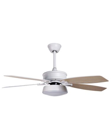Ceiling Fan with Light White and Light Wood LOGAN