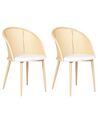 Lot de 2 chaises en métal crème et bois clair CORNELL_888134