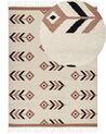 Kelim Teppich Baumwolle beige / schwarz 160 x 230 cm geometrisches Muster Kurzflor NIAVAN_869871