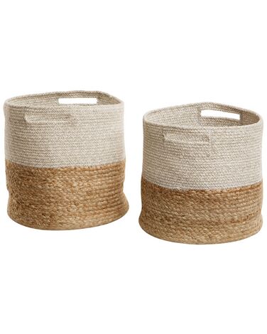 Set of 2 Baskets Sand Beige and Grey NAULLA