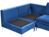Right Hand 4 Seater Modular Velvet Corner Sofa Blue EVJA_860039