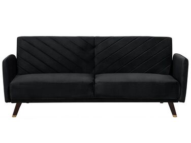 Velvet Fabric Sofa Bed Black SENJA