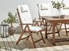 Sada 6 záhradných skladacích stoličiek z tmavého akáciového dreva s krémovobielymi vankúšmi AMANTEA_879798