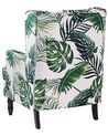 Armchair with Footstool Leaf Pattern White and Green SANDSET_776321