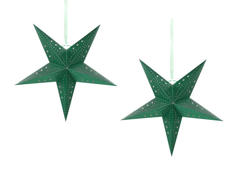 Zöld Csillogó LED-es Papírcsillag Kétdarabos Szettben 45 cm MOTTI_835492