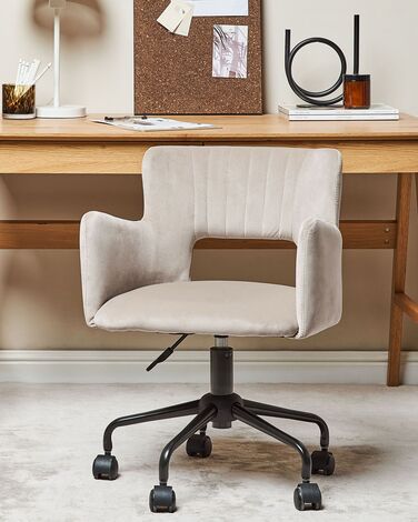 Velvet Desk Chair Taupe SANILAC