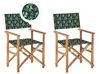 Zestaw 2 krzeseł ogrodowych i 2 wymiennych tkanin jasne drewno akacjowe z szarym / wzór w oliwki CINE_819402