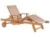 Acacia Wood Reclining Sun Lounger with Red Cushion JAVA_804317