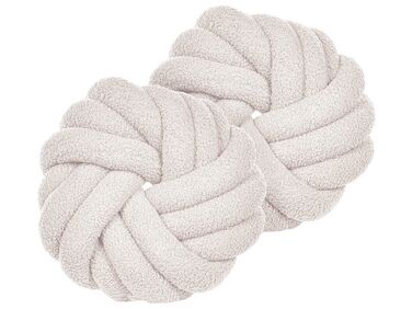 Set of 2 Boucle Knot Cushions 31 x 31 cm White AKOLA
