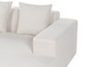 Canapé d'angle 4 places côté gauche en velours côtelé blanc cassé avec ottoman LUNGO_898387