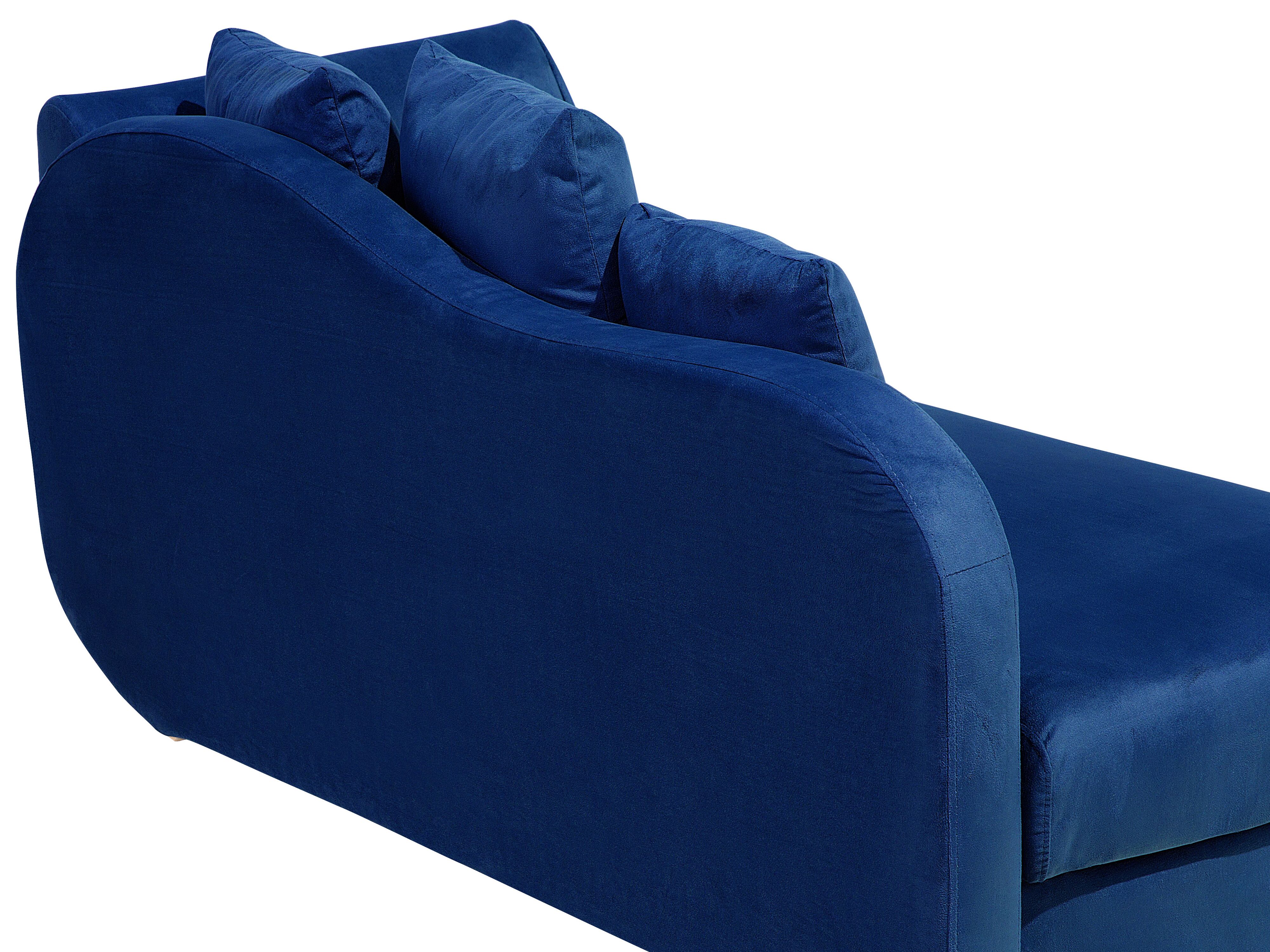 Right Hand Fabric Chaise Lounge with Storage Blue MERI Beliani.co.uk